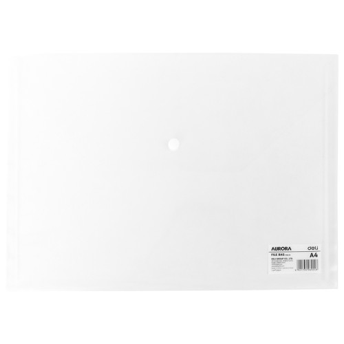 Папка-конверт на кнопке DELI "Aurora", А4, 0,12 мм, прозрачная