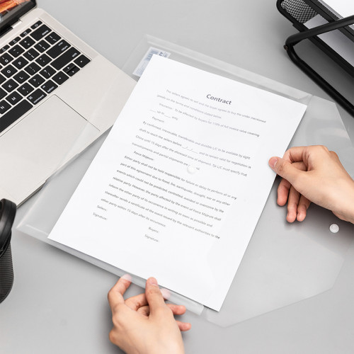 Папка-конверт на кнопке DELI "Aurora", А4, 0,12 мм, прозрачная