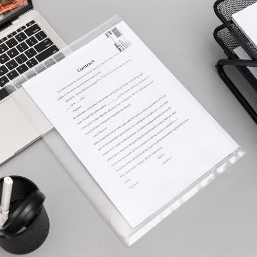 Папка-конверт на кнопке DELI "Aurora", А4, 0,12 мм, прозрачная