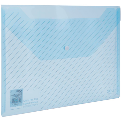 Папка-конверт на кнопке DELI "Aurora", А4, 0,16 мм, полоска, ассорти