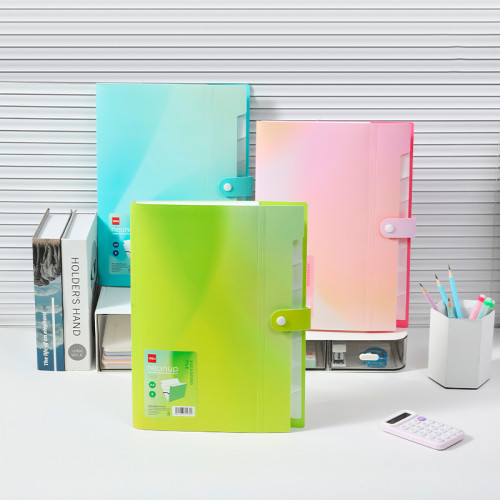 Папка-конверт на кнопке DELI "Neonup", А4, 8 отделений, ассорти