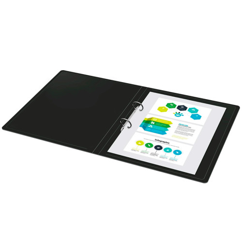 Папка на 2-х кольцах Silwerhof, пластиковая, 500 мкм, корешок 30 мм, черная