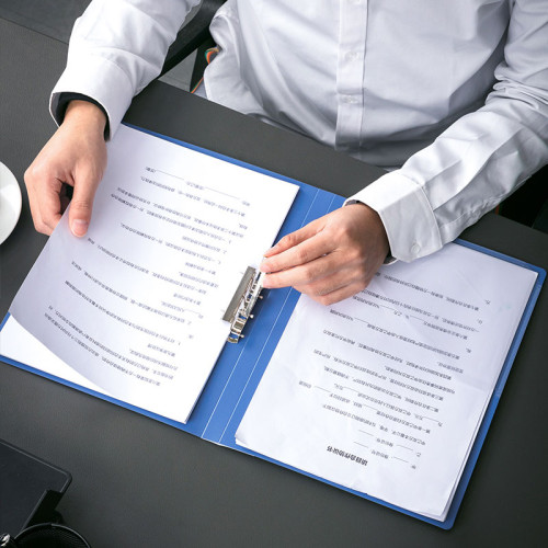 Папка с боковым зажимом Deli, внутренний карман, А4, синяя