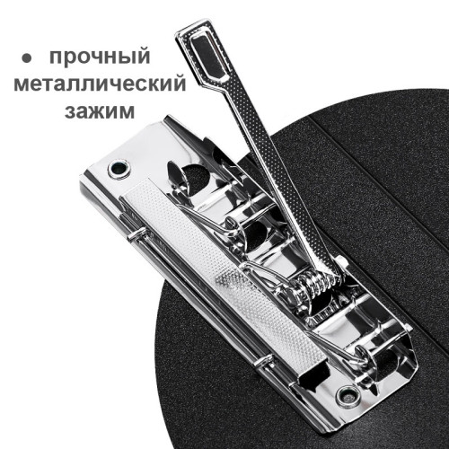 Папка с зажимом DELI, A4, 15 мм, 700 мкм, внутренний и торцевой карман, черная