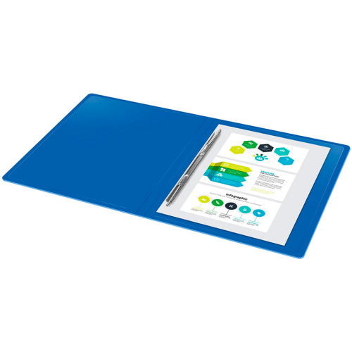 Папка-скоросшиватель с пружинным механизмом Бюрократ, А4, 500 мкм, торц. наклейка, синяя