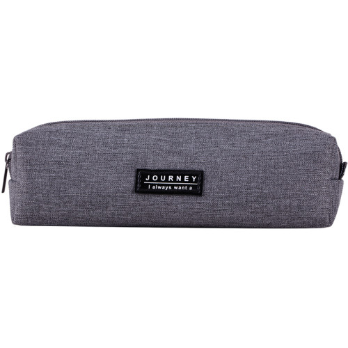 Пенал 1 отделение Deli, 190х50х50 мм, на молнии, серый