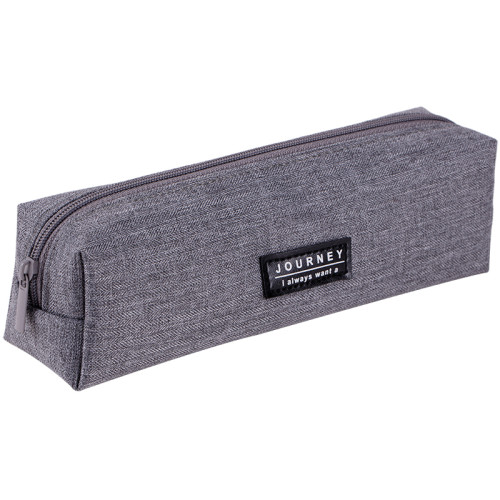 Пенал 1 отделение Deli, 190х50х50 мм, на молнии, серый