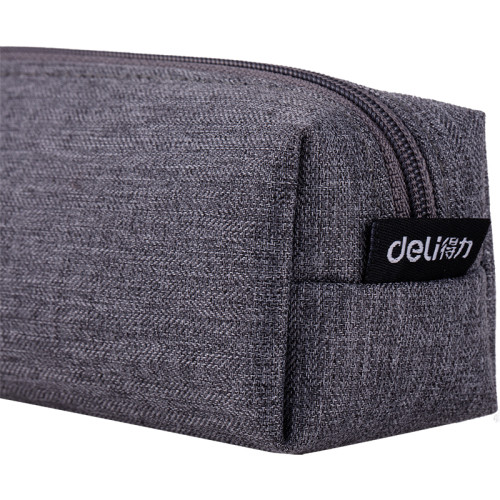 Пенал 1 отделение Deli, 190х50х50 мм, на молнии, серый
