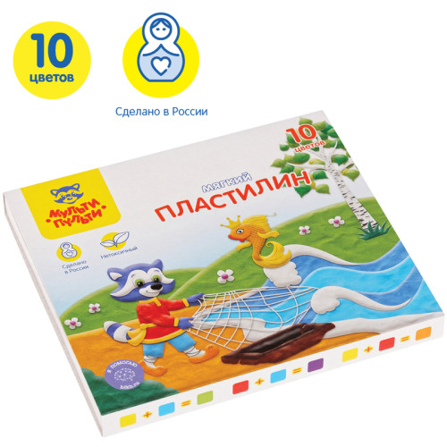 Пластилин Мульти-Пульти "Енот в сказке" 10 цветов, 120 гр., со стеком, картон