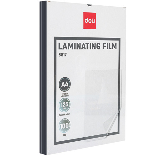 Пленка для ламинирования Deli А4, 125 мкм, глянец, 100 штук в упаковке