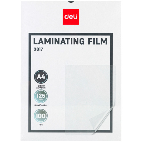 Пленка для ламинирования Deli А4, 125 мкм, глянец, 100 штук в упаковке