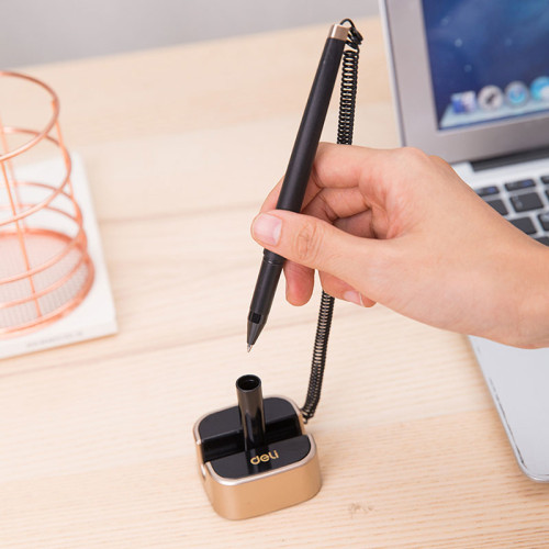 Ручка гелевая Deli, на подставке, 0,7 мм, синие чернила