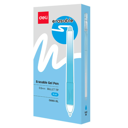 Ручка гелевая DELI "Neonup" 0,5 мм, синяя, стирающиеся чернила