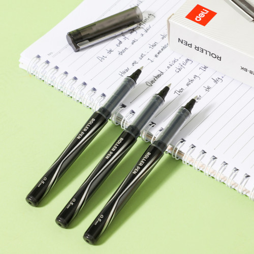 Ручка роллерная DELI "Q202B" черная, 0,5 мм