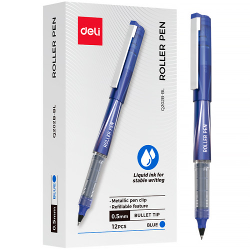 Ручка роллерная DELI "Q202B" синяя, 0,5 мм