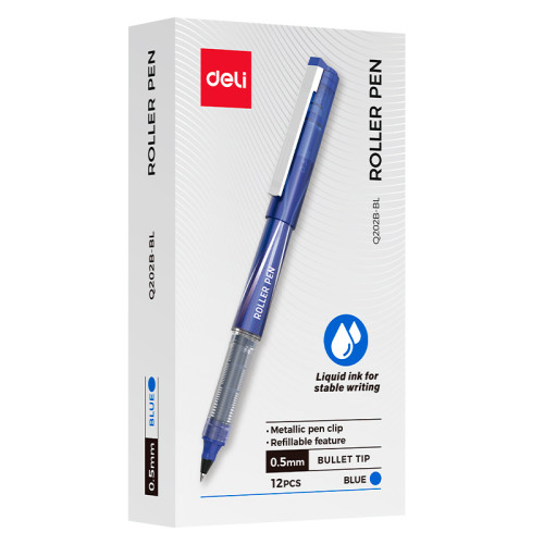 Ручка роллерная DELI "Q202B" синяя, 0,5 мм