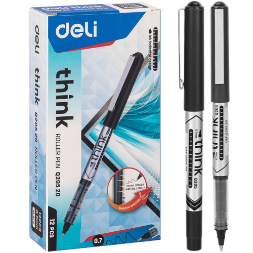 Ручка роллерная DELI "Think" черная, 0,7 мм