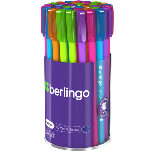 Ручка шариковая BERLINGO "Starlight " 0,7 мм, синяя, soft-touch, ассорти