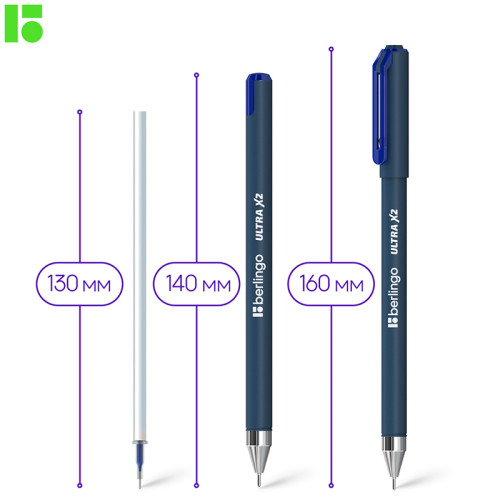 Ручка шариковая BERLINGO "Ultra X2" 0,7 мм, игольчатый стержень, синяя