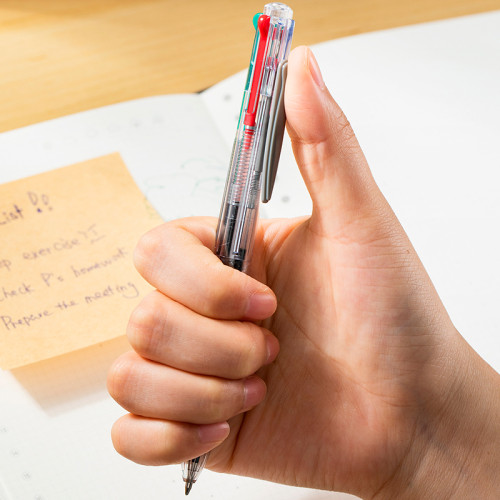 Ручка шариковая DELI "Arris Q182" автоматическая, четырехцветная, 0,7 мм, син/чер/крас/зел, грип