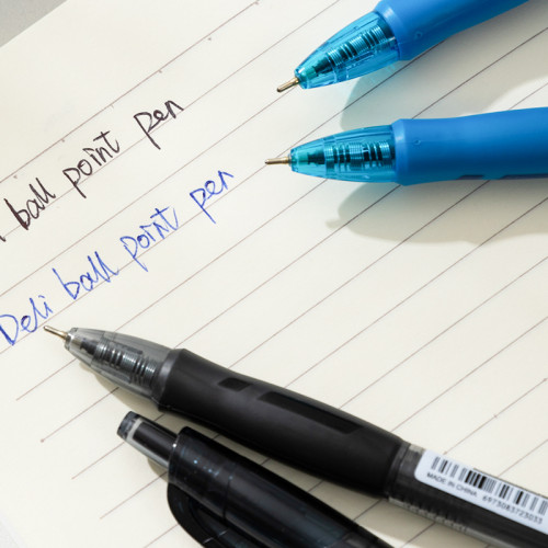 Ручка шариковая DELI "Arrix Q17" автоматическая, 0,7 мм, синяя, грип