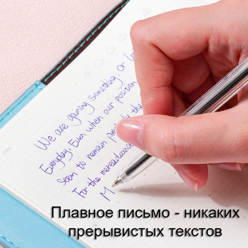 Ручка шариковая DELI "Classic" Q6-BL, 0,7 мм, прозрачный корпус, синяя