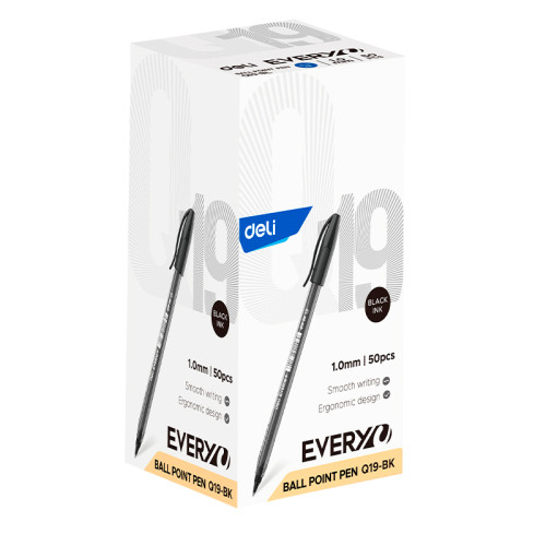 Ручка шариковая DELI "Every Q19", 1 мм, черная