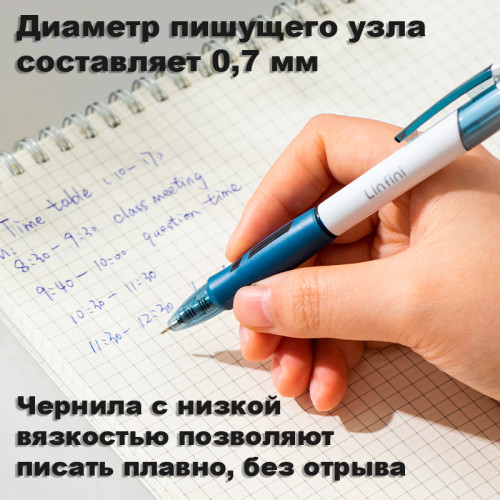 Ручка шариковая DELI "Linfini" автоматическая, 0,7 мм, синяя, грип