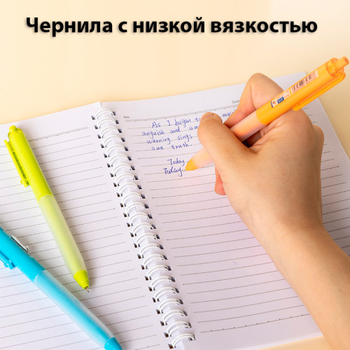 Ручка шариковая DELI "Q51" автоматическая, 0,7 мм, корпус ассорти, синяя, грип