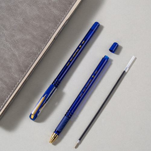 Ручка шариковая DELI "Q90", 0.7 мм, тонированный корпус, синяя, грип