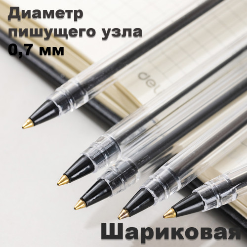 Ручка шариковая DELI "Think Q1", 0,7 мм, черная