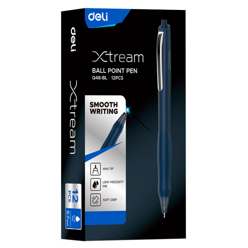 Ручка шариковая DELI "Xtream Q48" автоматическая, 0,7 мм, синяя, грип