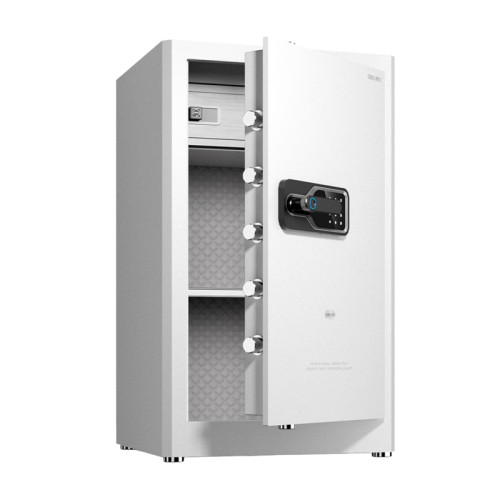 Сейф DELI "AE132" биометрический + электронный замок + ключ, 480х420х800 мм, 44 кг, белый