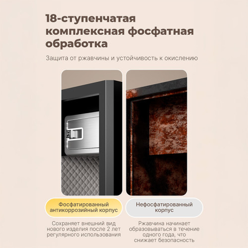 Сейф DELI "AE132" биометрический + электронный замок + ключ, 480х420х800 мм, 44 кг, белый