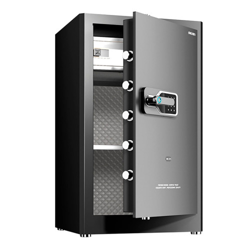 Сейф DELI "AE132" биометрический + электронный замок + ключ, 480х420х800 мм, 44 кг, черный