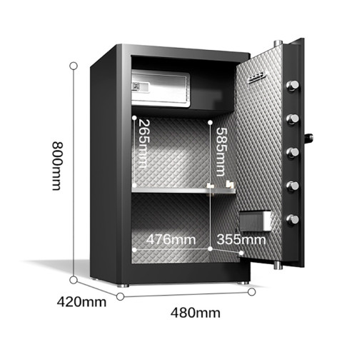 Сейф DELI "AE132" биометрический + электронный замок + ключ, 480х420х800 мм, 44 кг, черный
