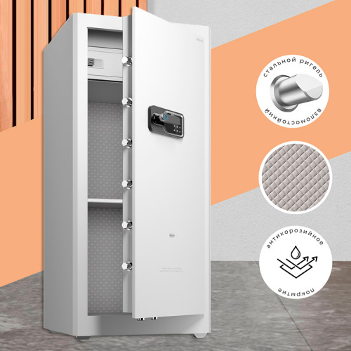 Сейф DELI "AE135" биометрический + электронный замок + ключ, 1200x550х520 мм, 74 кг, белый
