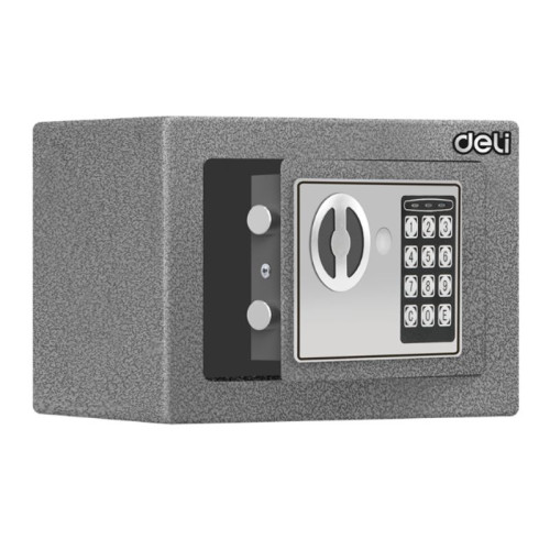 Сейф DELI "ET511" электронный замок + ключ, 230х170х170 мм, 2,8 кг, серый