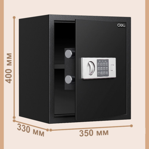 Сейф DELI "ET524" электронный замок + ключ, 350х330х400 мм, 10,6 кг, черный Сейф DELI "ET524" электронный замок + ключ, 350х330х400 мм, 10,6 кг, черный