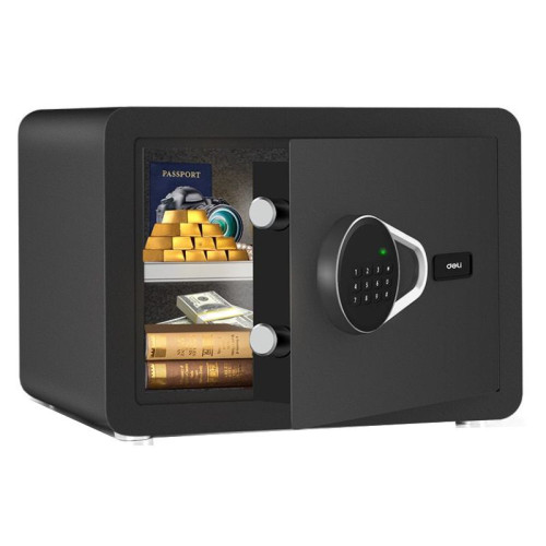 Сейф DELI "ET540" электронный замок + ключ, 350х250х250 мм, 8,5 кг, черный