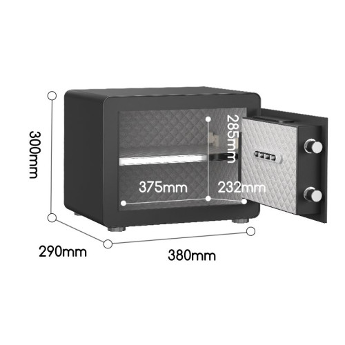 Сейф DELI "ET570" электронный замок + ключ, 380х290х300 мм, 13,3 кг, черный