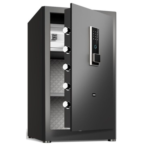 Сейф DELI "ET597" биометрический + электронный замок+ключ, 480х420х800 мм, 38,4 кг, черный