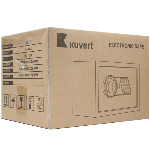 Сейф KUVERT "20ELB" электронный замок + ключ, 310х200х200 мм, 4 кг, черный