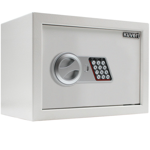 Сейф KUVERT "25ELB" электронный замок + ключ, 350х250х250 мм, 5.5 кг, белый
