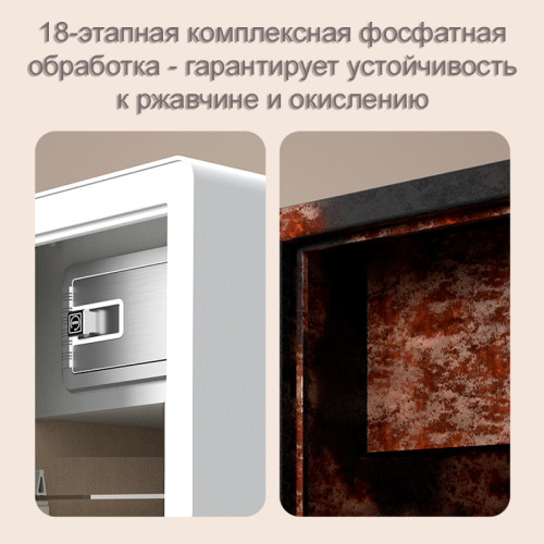 Сейф LockSworth биометрический + электронный замок + ключ, 450х380х320 мм, 20,7 кг, белый