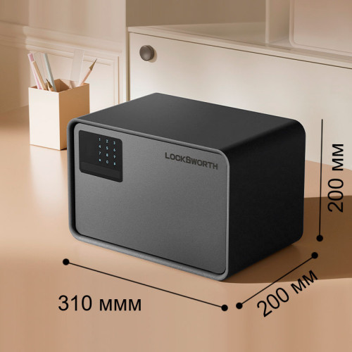 Сейф LockSworth электронный замок + ключ, 200х310х200 мм, 4 кг, черный