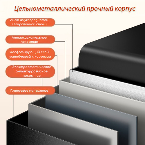 Сейф мебельный DELI "ET591" биометрический + электронный замок+ключ, 350х250х250 мм, 8 кг, черный