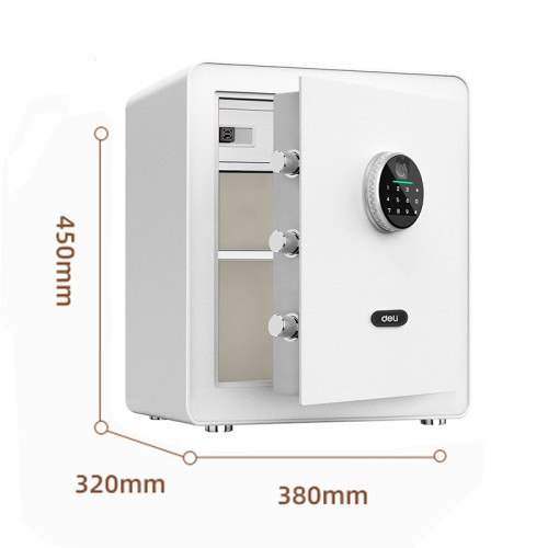 Сейф мебельный DELI "ET634" биометрический + электронный замок+ключ, 380х320х450 мм, 19 кг, белый