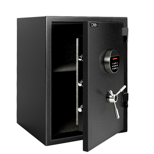 Сейф огнестойкий DELI "ET600" электронный замок + ключ, 360х350х500 мм, 37 кг, серый