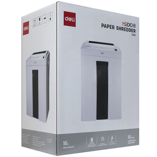 Шредер Deli, 4 уровень секретности (4х25мм),  8 листов, 16 литров